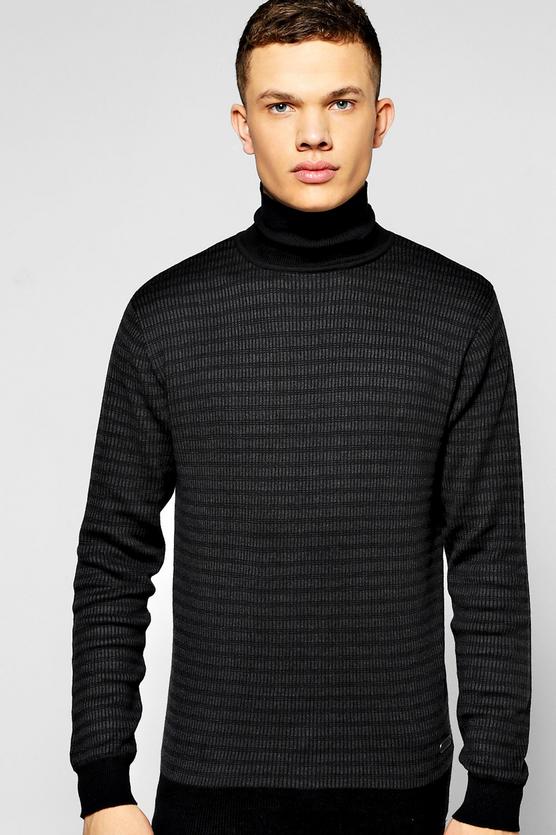 Ribbed Knitted Roll Neck